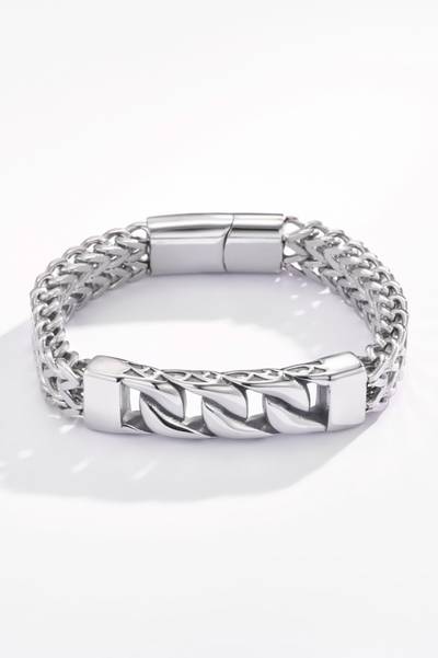 Silver-tone bracelet with plate JERONE JEWELLERY