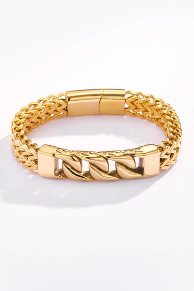 Gold-tone bracelet with plate JERONE JEWELLERY