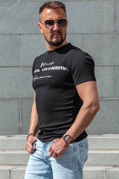 Rick structured black t-shirt JERONE