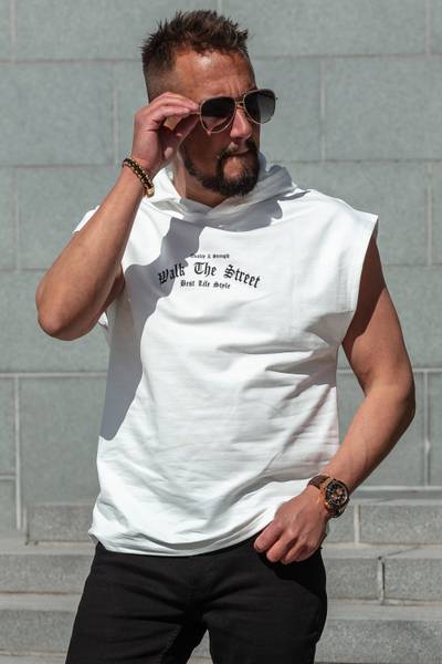 Street white hooded sleeveless JERONE