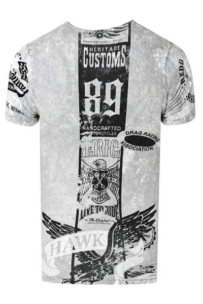 Washed Biker T-Shirt Front & Back Prints