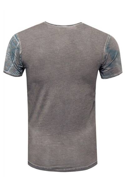Grey T-shirt with rhinestones and RUSTY NEAL print