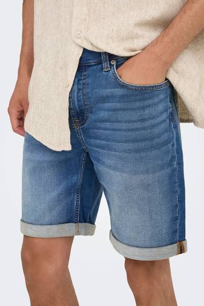 Blue stretchy men's denim shorts ONLY&SONS
