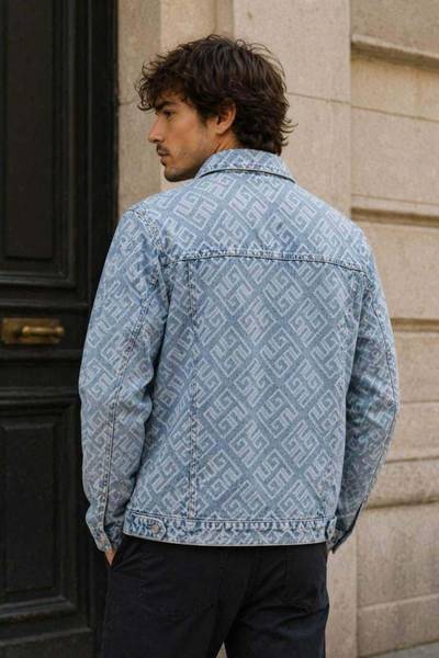 Blue patterned denim jacket JERONE