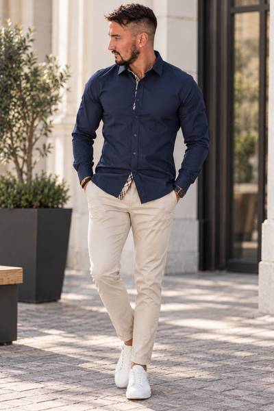 Tartan check-embellished collared shirt blue Jerone