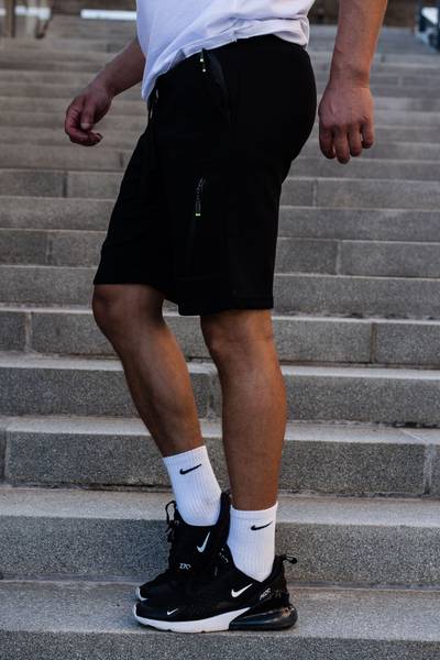 Black lightweight shorts with zippered pockets JERONE