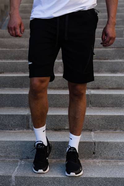 Black lightweight shorts with zippered pockets JERONE