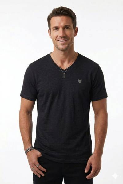 Black V-neck T-shirt JERONE Black V-neck T-shirt JERONE