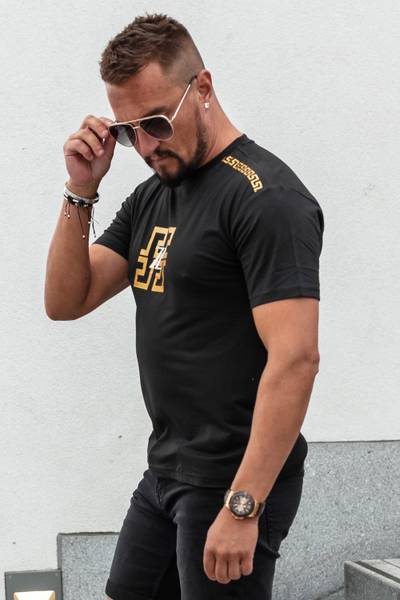 ZZ black printed t-shirt with gold foil JERONE