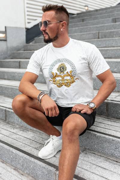 Lion white print t-shirt with gold foil JERONE Lion white print t-shirt with gold foil JERONE