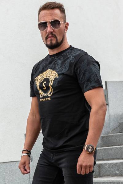Star black T-shirt with gold foil JERONE