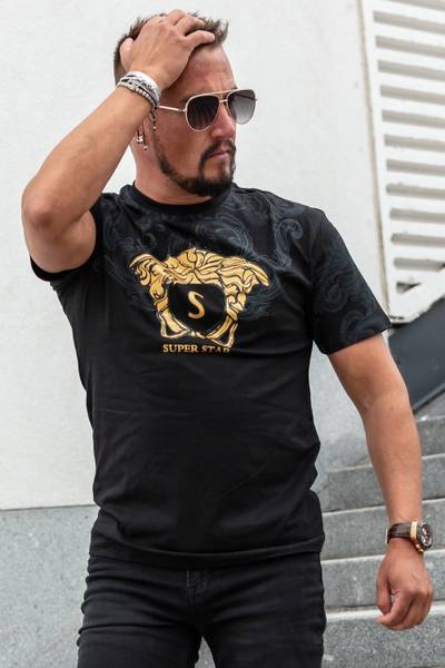 Star black T-shirt with gold foil JERONE