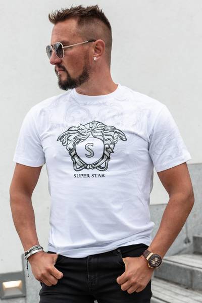 Star white T-shirt with silver foil JERONE