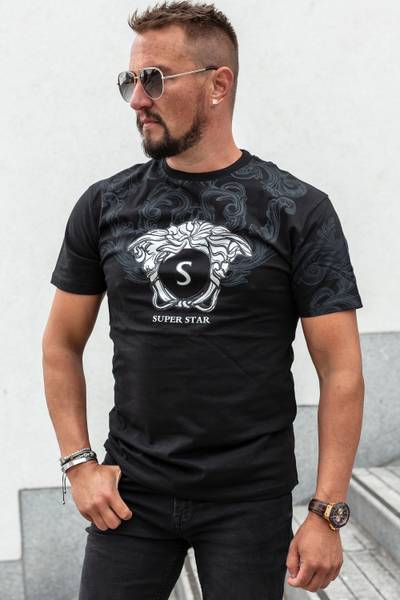 Star black t-shirt with silver foil JERONE Star black t-shirt with silver foil JERONE