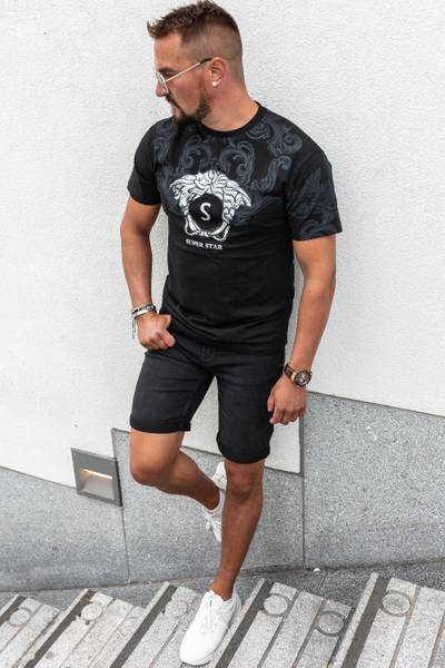 Star black t-shirt with silver foil JERONE Star black t-shirt with silver foil JERONE