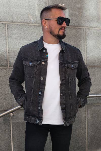 Black denim jacket washed JACK&JONES Black denim jacket washed JACK&JONES