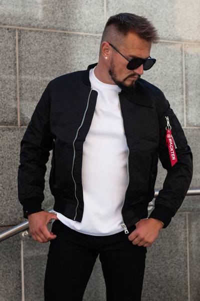 Men's black bomber jacket