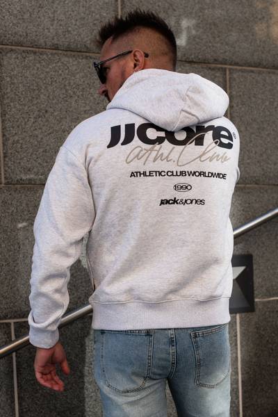 Club back-printed grey hoodie JACK&JONES