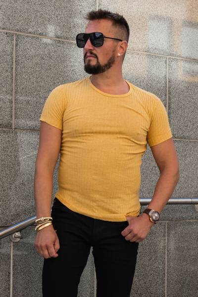 Yellow ribbed t-shirt ORIGINAL