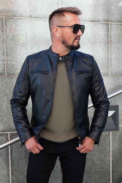 Lucas men's black faux leather jacket JERONE