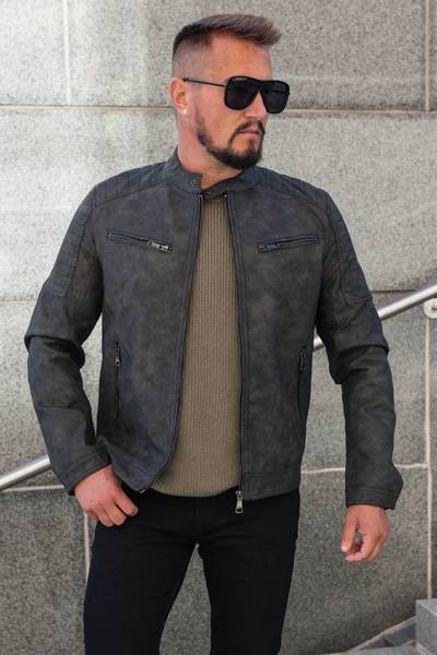 Leon black men's faux leather jacket JERONE Leon black men's faux leather jacket JERONE