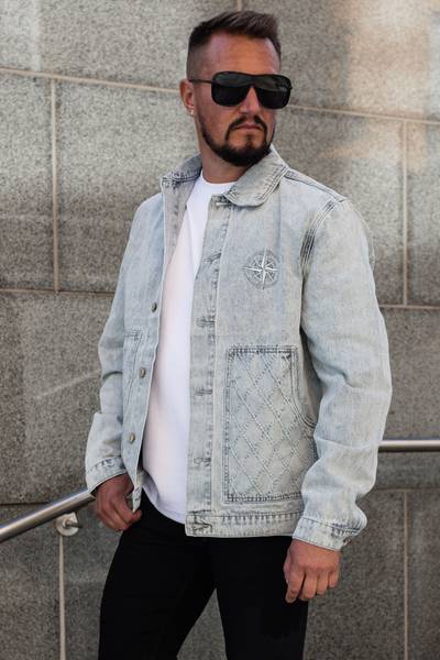 Blue denim jacket with decorative stitching FIVE EVER
