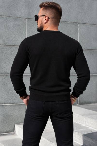 Cashmere touch black V-neck sweater JERONE Cashmere touch black V-neck sweater JERONE