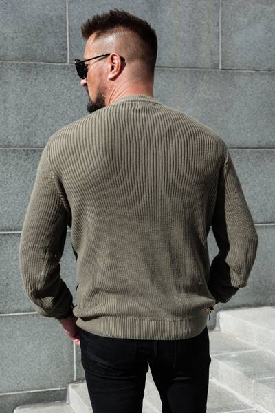 Round Neck Sweater Cotton Green JERONE