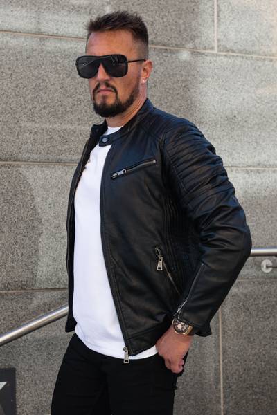 Tristan black faux leather jacket JERONE