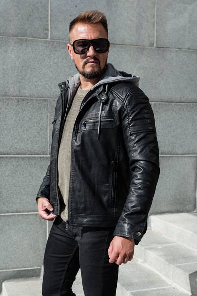 Goals black hooded faux-leather jacket JERONE Goals black hooded faux-leather jacket JERONE