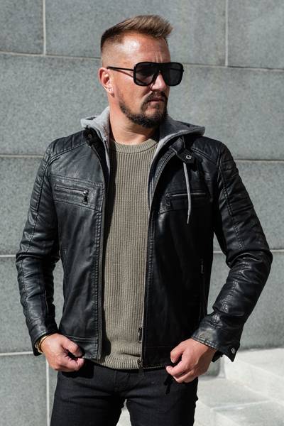 Goals black hooded faux-leather jacket JERONE Goals black hooded faux-leather jacket JERONE