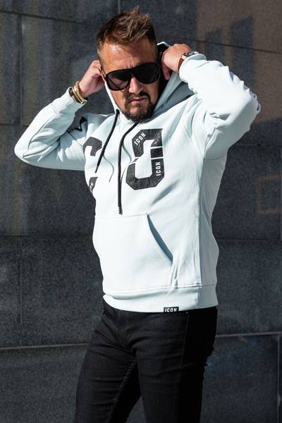 Icon men's blue printed hoodie JERONE