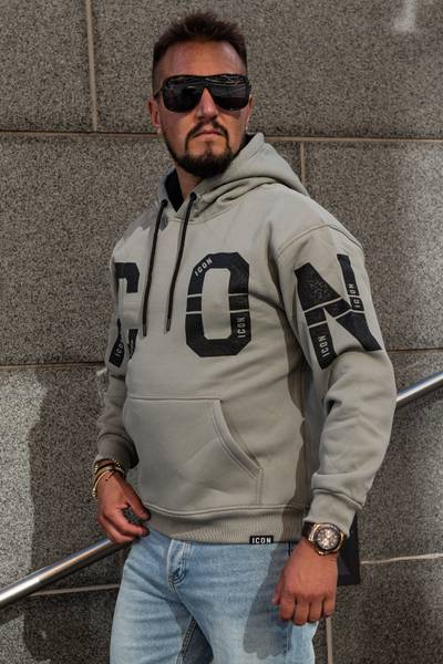 Icon men's taupe printed hoodie JERONE Icon men's taupe printed hoodie JERONE