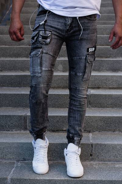 Gray embroidered jeans L32 JERONE