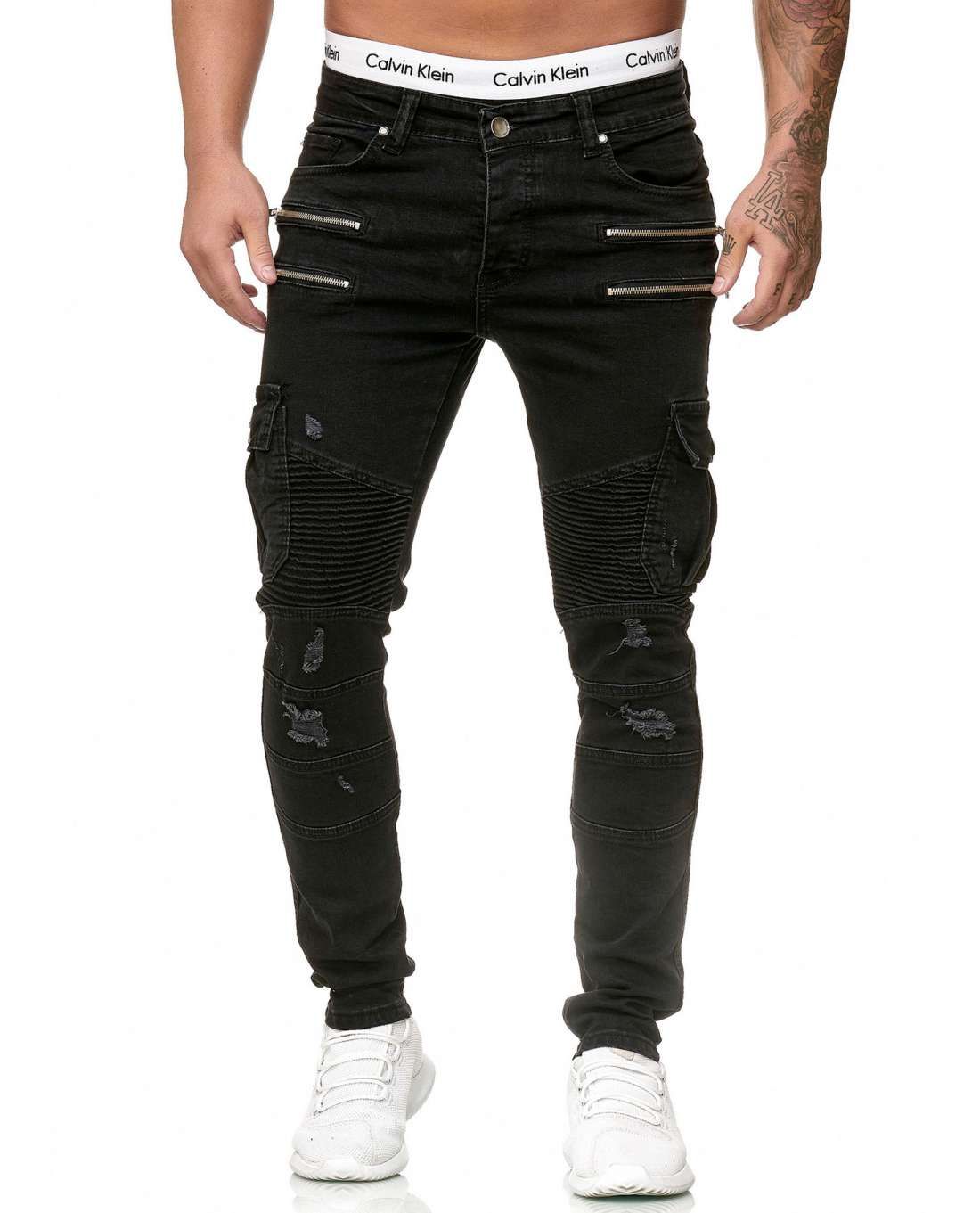Zipper Black Jeans L32 Jerone