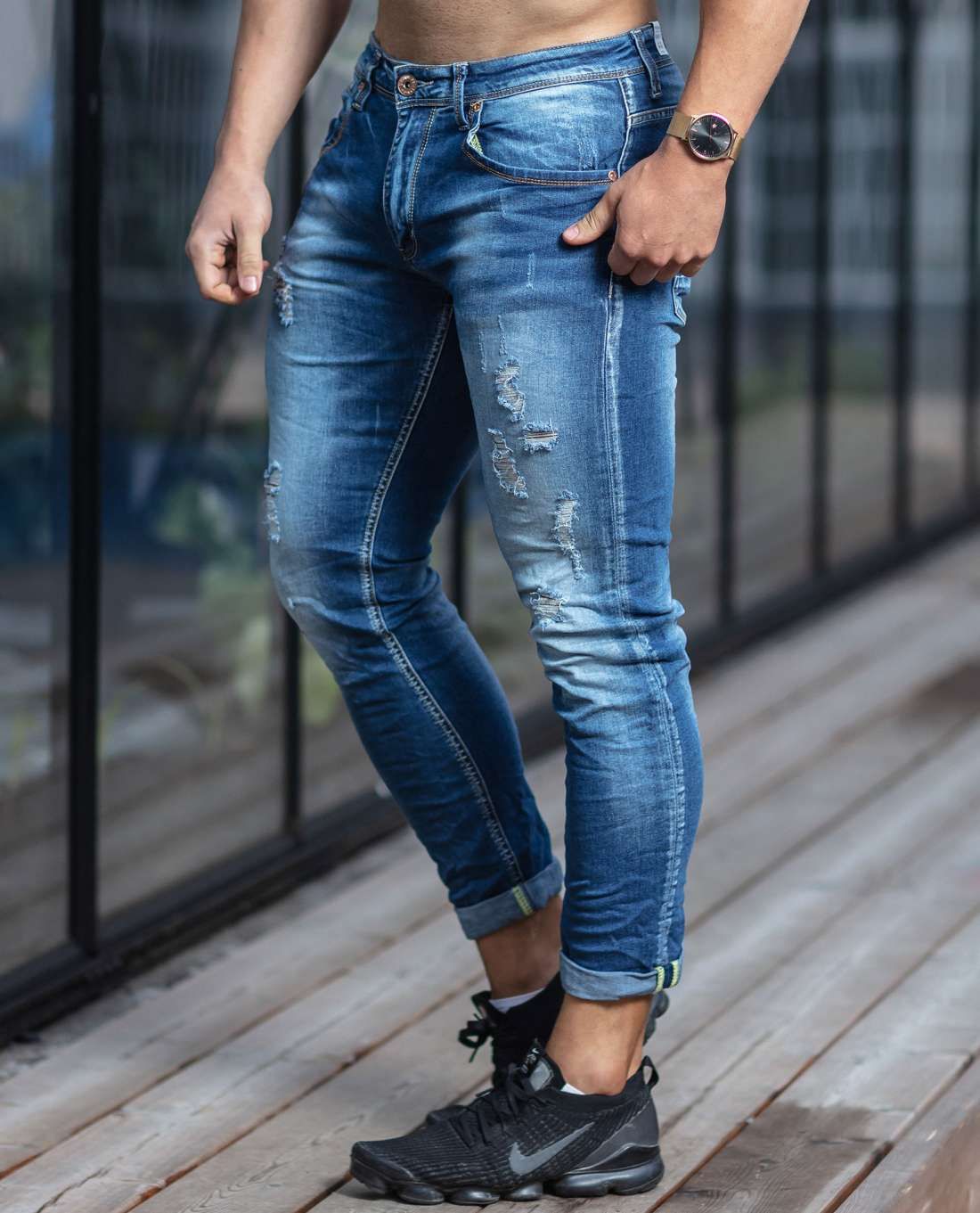Blue Ripped Jeans Slim L32 Jerone