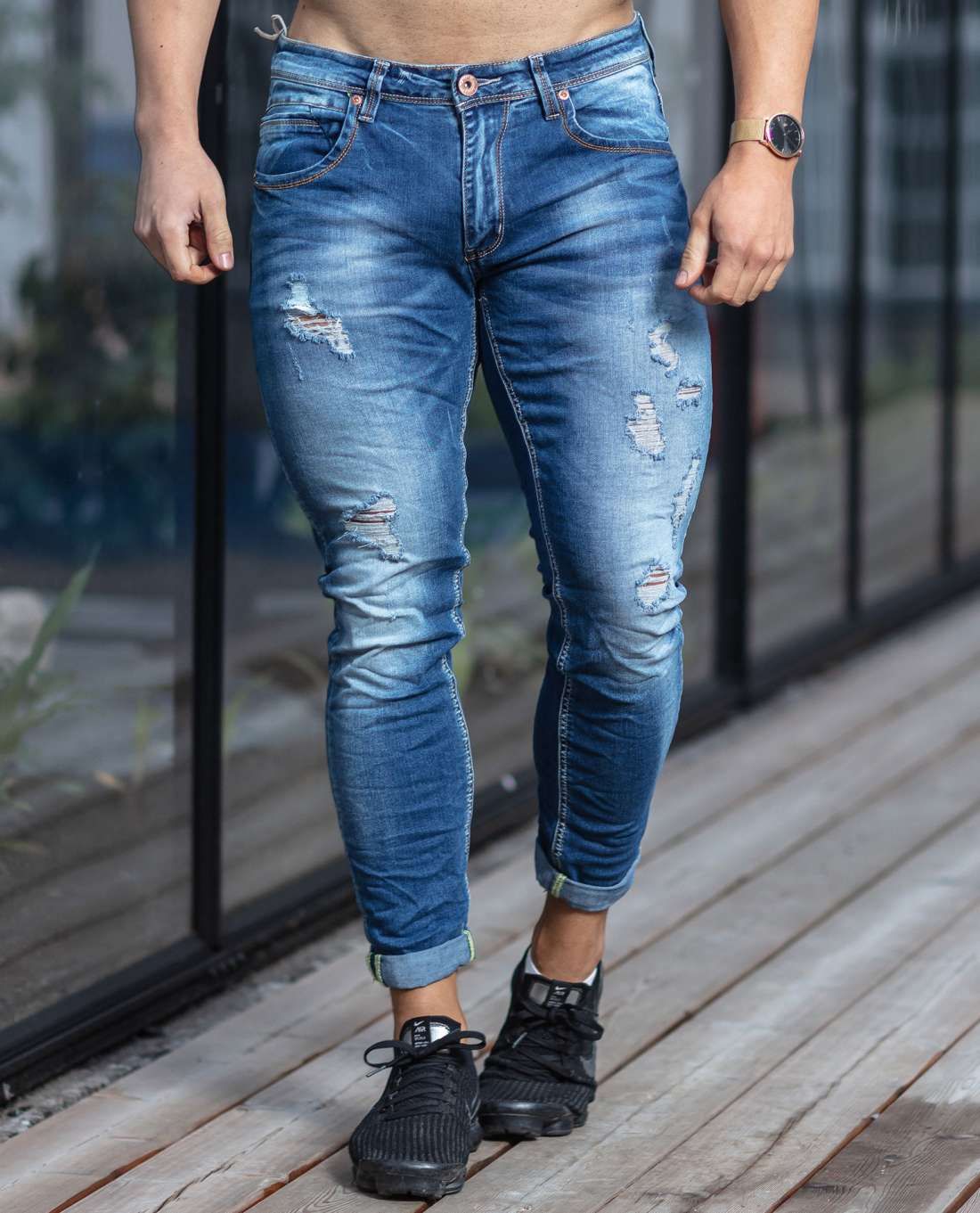 Blue Ripped Jeans Slim L32 Jerone