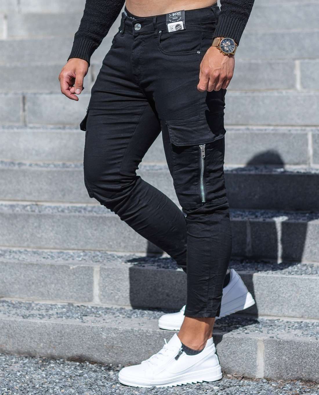 Zipper Detailed Black Jeans L32 Jerone