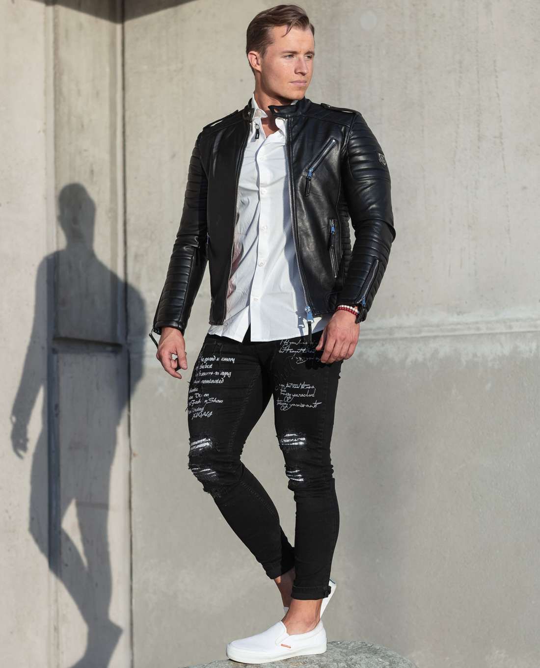 Trend Black Faux Leather Jacket Jerone