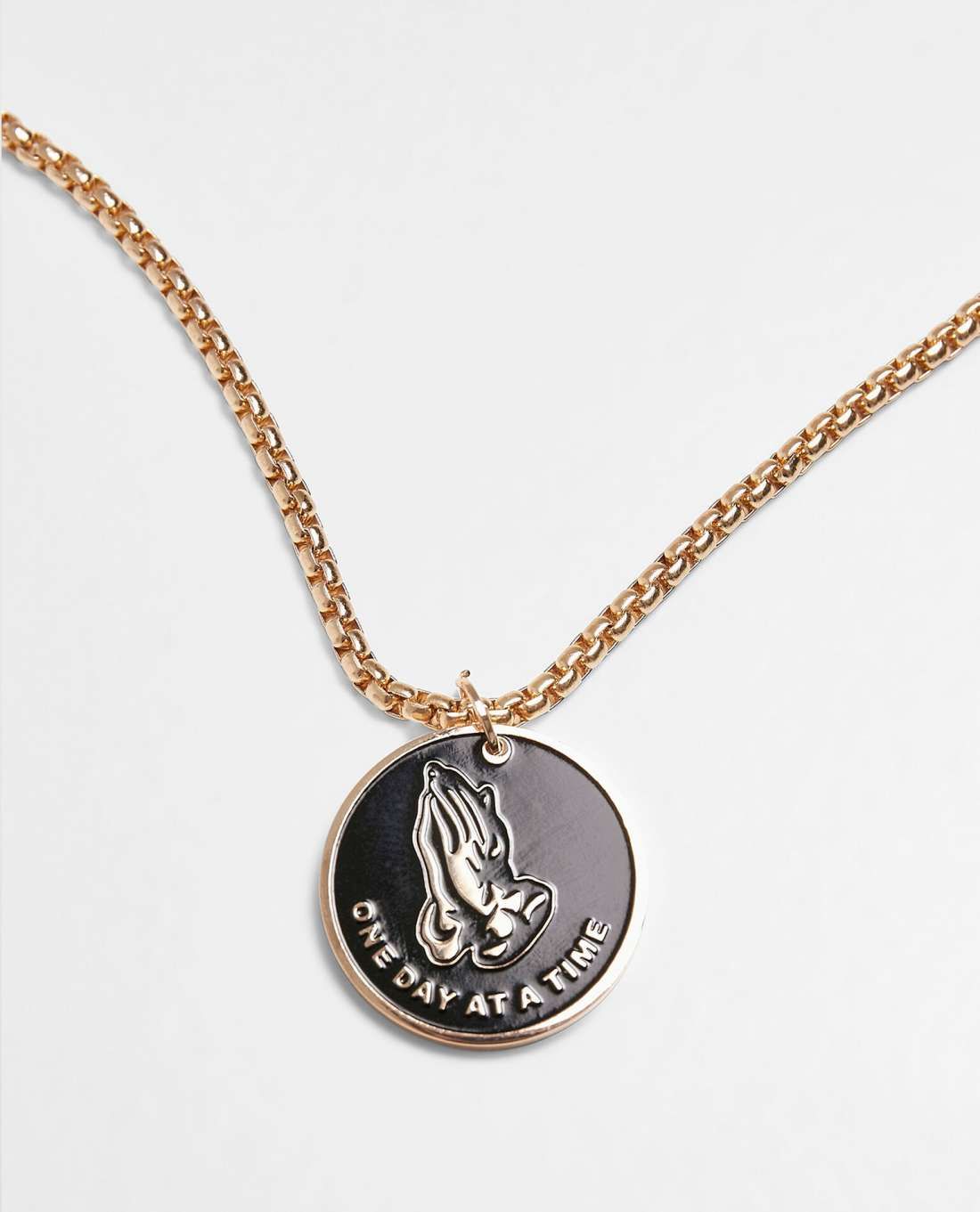 Pray Hands Coin Necklace Gold Tone Urban Classics
