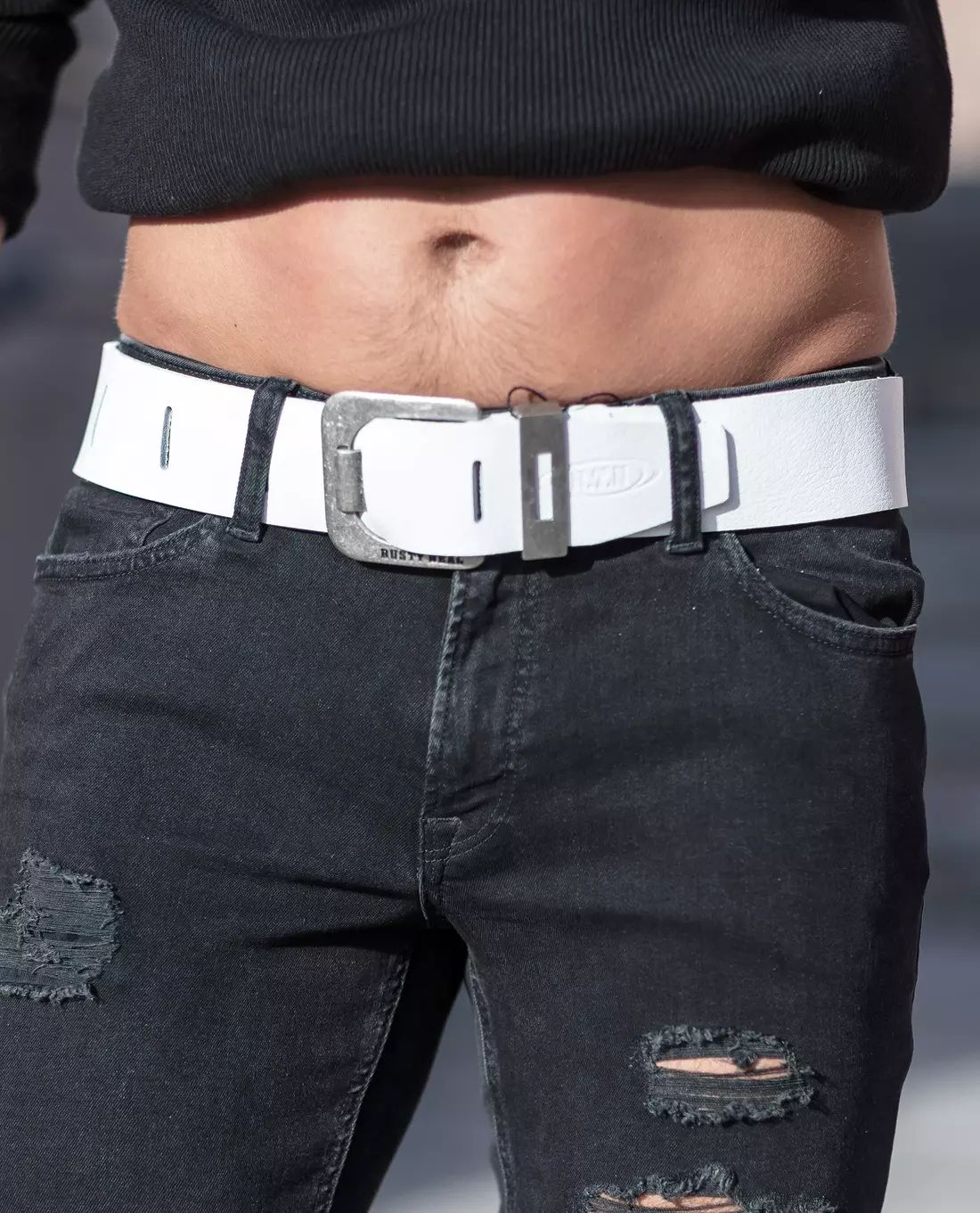 Liam Leather Belt White Jerone